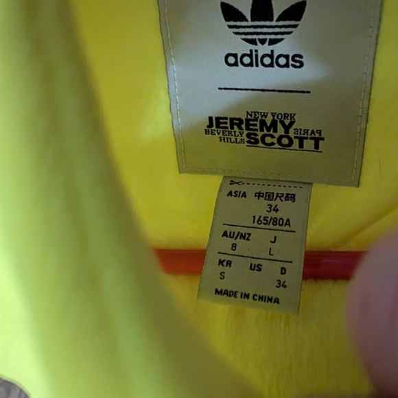 New Neon Yellow Adidas X Jeremy Scott Cropped Track Top/Jacket Perfect Condition - Picture 6 of 7